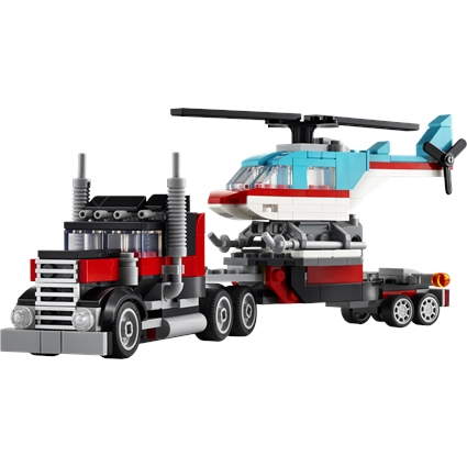 Flatbed Truck with Helicopter