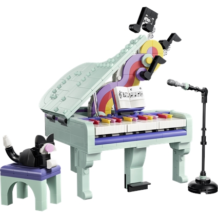Music Decor Piano with Cat